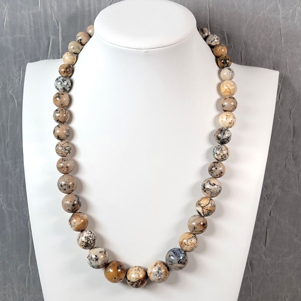 Jay King Sterling Silver Dendritic Opal Bead Necklace Mine Finds Collection